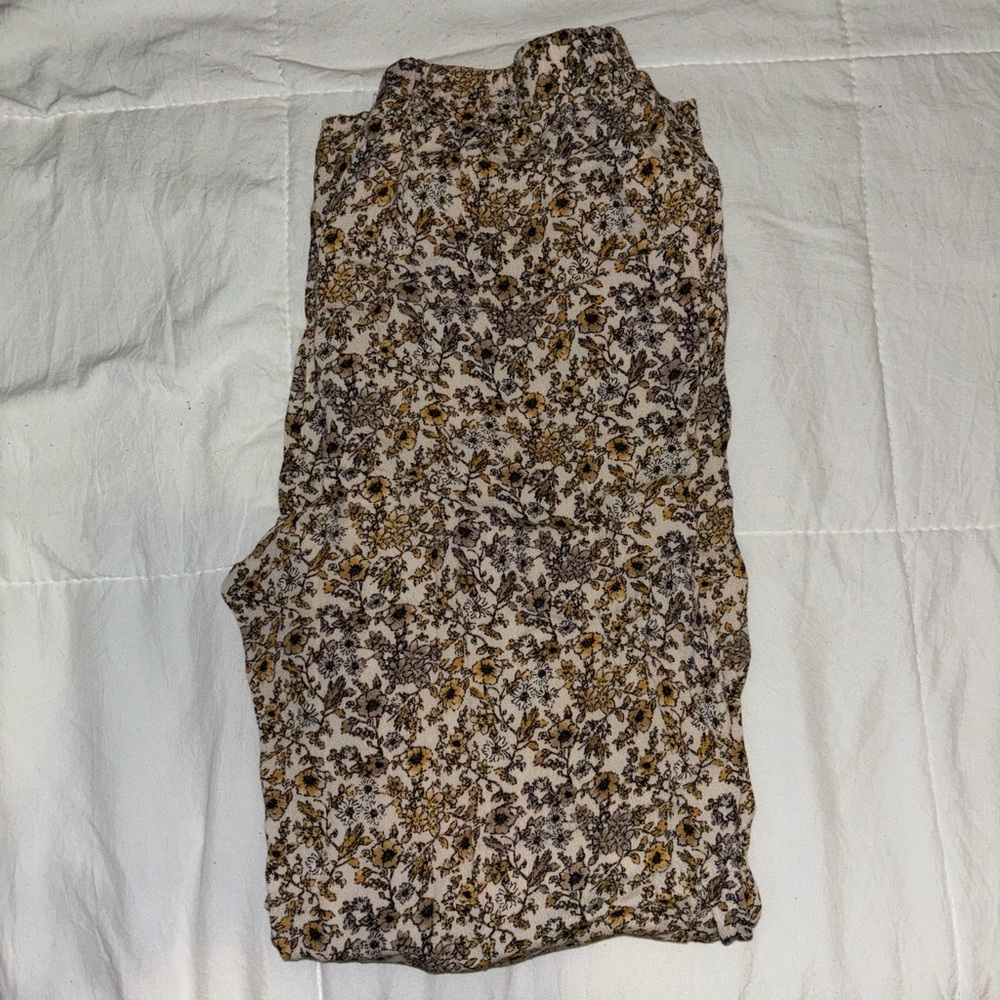 Forever 21 Floral Yellow Flowy Pants